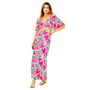 Lilly Pulitzer Minka Maxi Skirt Set in Roxie Pink/Worth A Look NWT - Size XL